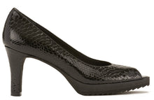Tigress: Black Patent Belly Snake Print Leather