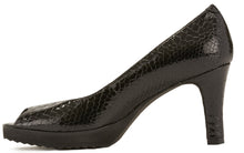 Tigress: Black Patent Belly Snake Print Leather